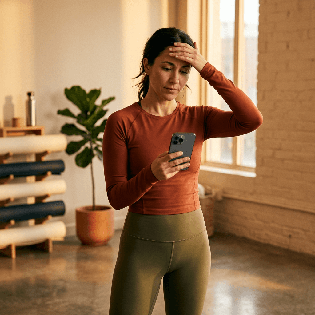 Yoga teacher frustrated at two overlapping calendar events