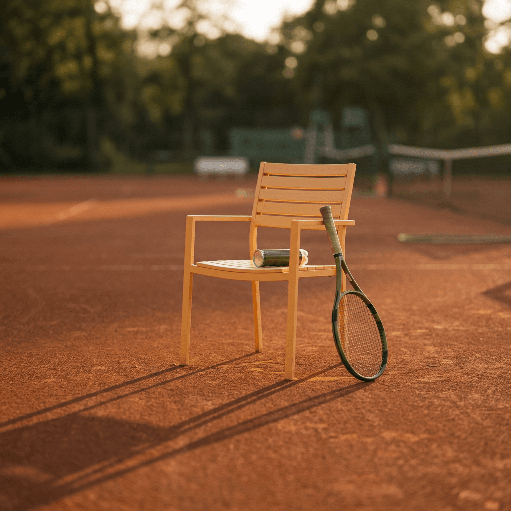 Empty tennis court at golden hour, no one came